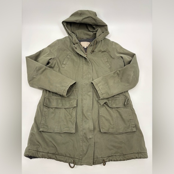 Banana Republic Cinched Waist Relaxed Fit lined Parka Medium Jacket Olive Green - Picture 1 of 7